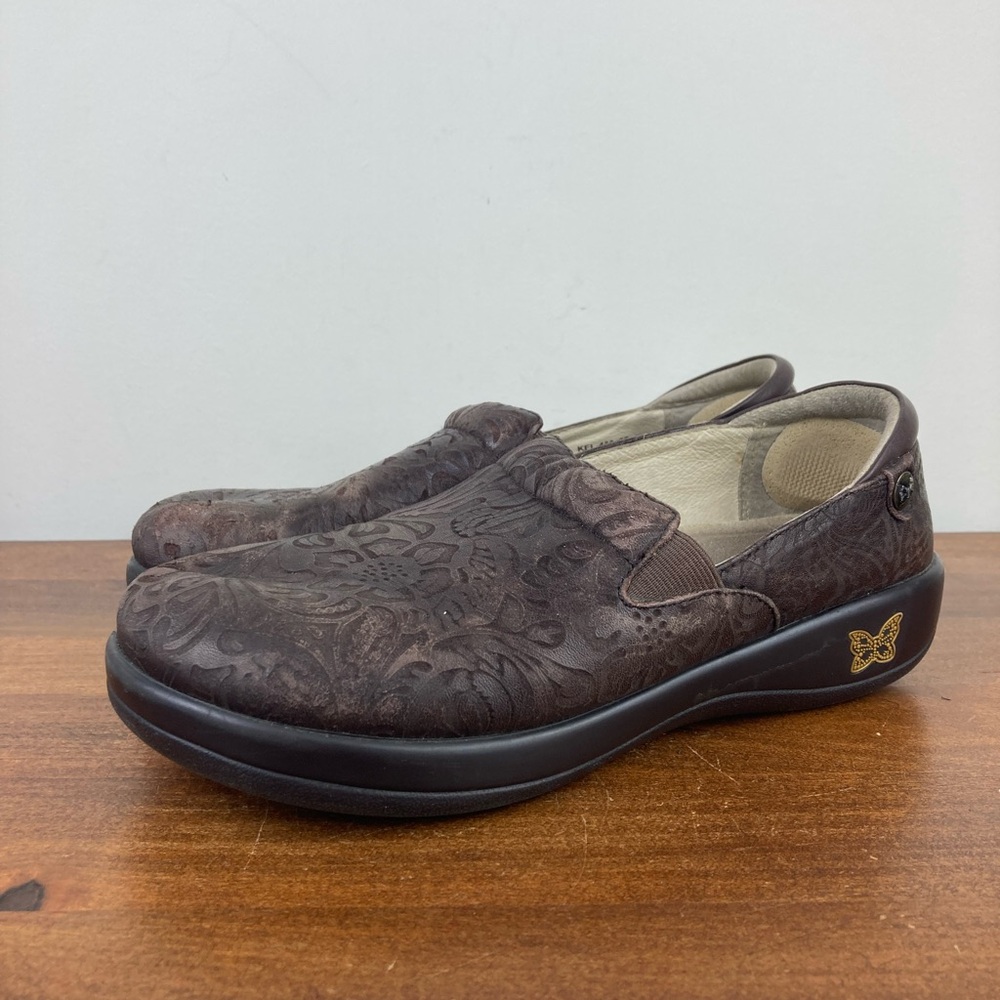 Alegria Keli Comfort Embossed Brown Leather Shoes KEL-433 Size 37 Women’s 6.5-7.
